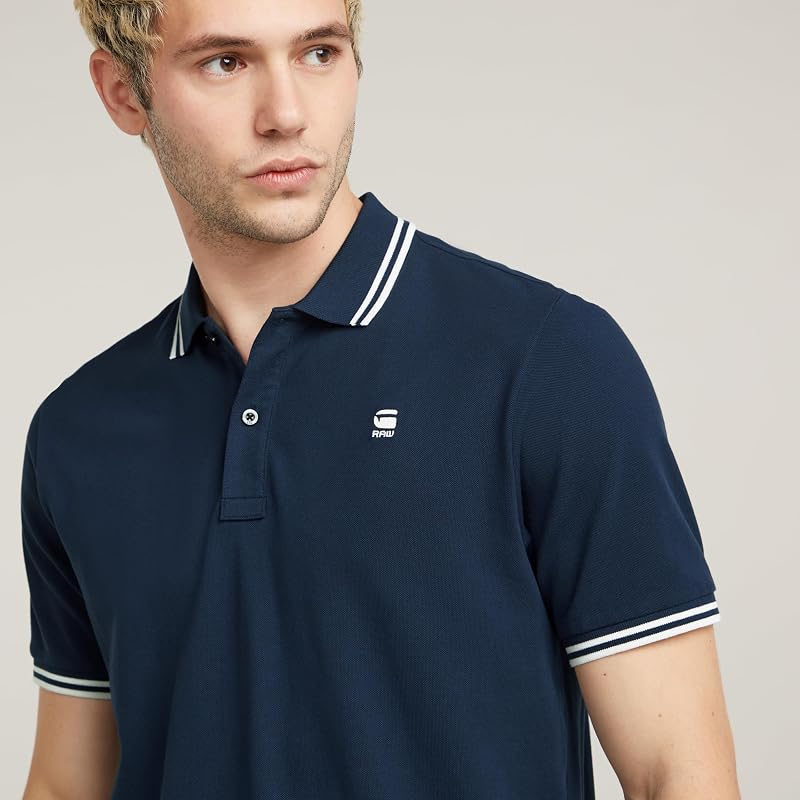 Homme Polo Dunda Slim Stripe, Bleu (sartho blue D17127-5864-6067), XS