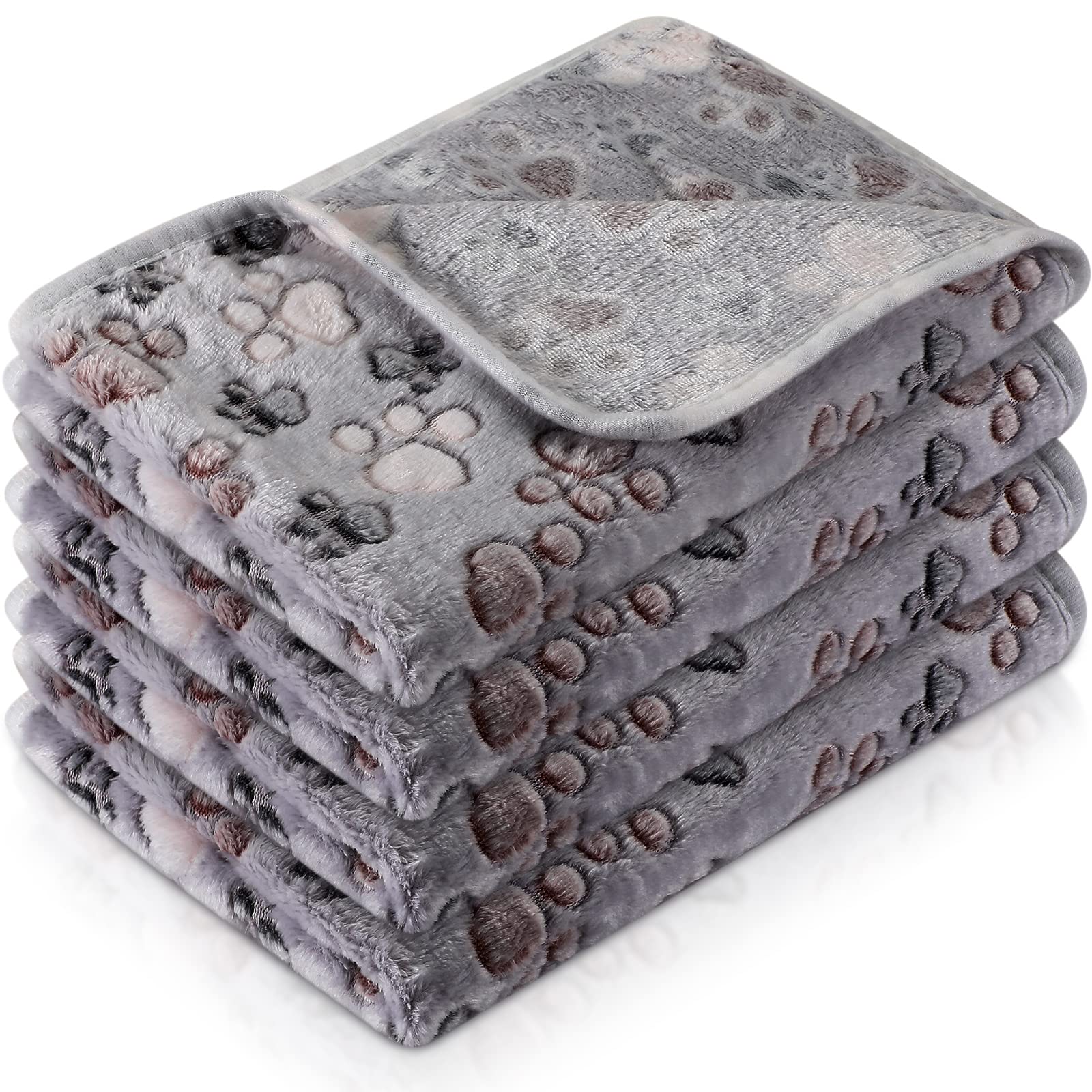 Photo 1 of Tatuo 4 Pcs Dog Blanket for Pet Puppy Teething Toys Paw Print Fleece Blanket for Pet Cat Soft Warm Sleep Mat Guinea Pig Cage Mat(Small(24 x 16 Inch),Gray)