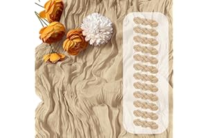 FANTEKE 12 Pack Beige Cheesecloth Table Runner 17 x 108 Inch Gauze Table Runner Fabric Semi Sheer Cheese Cloth Table Decoration Bulk for Rustic Romantic Wedding Baby Shower Table Decoration