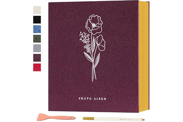 Lanpn Self Adhesive Photo Album Scrapbook 40 Pages, Linen Photos Albums DIY Sticky Magnetic Pages holds 4x6 5x7 A5 Picture fo
