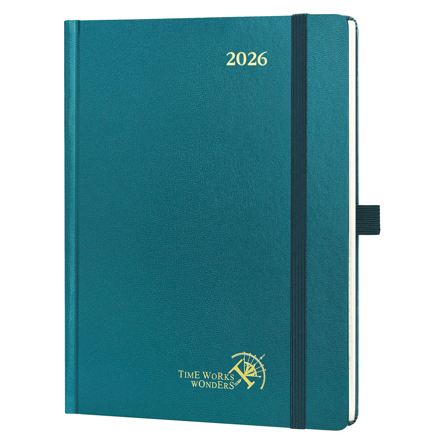 Photo 1 of POPRUN 2026 Planner (Medium Size 8.5''x 6.5'' Hardcover) - Daily Weekly and Monthly Calendar Agenda 2026 Appointment Book with Hourly Time Slots, Monthly Tabs, 100 GSM - Pacific Green