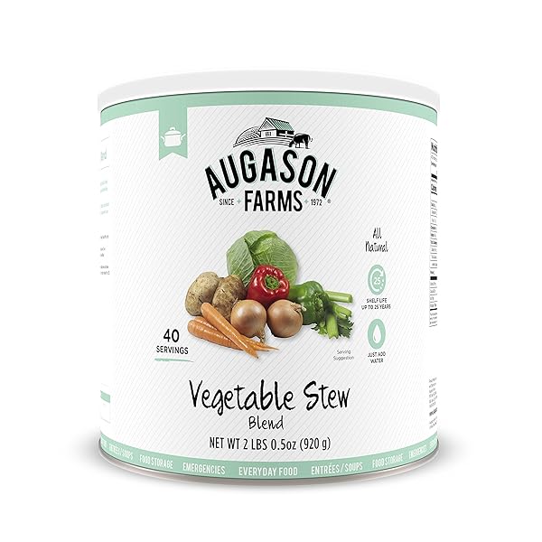 AUGASON FARMS VEGETABLE MEDLEY BLEND CAN – DEHYDRATED MIXED VEGGIES – GLUTEN FREE EMERGENCY FOOD SUPPLY WITH LONG SHELF LIFE FOR SURVIVAL, DISASTER PREP & EVERYDAY MEALS – 131 SERVINGS