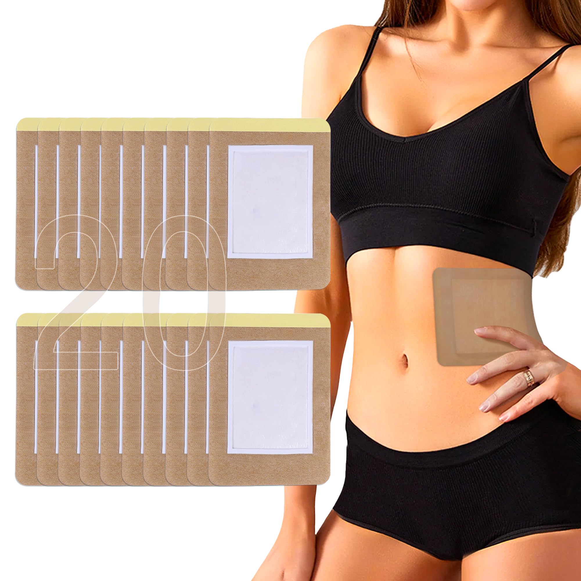 Photo 1 of 20 Pack Disposable Castor Oil Pack Wrap for Stomach, 8 x 6 inches Castor Oil Patch Organic Cotton, Self-Adhesive, Anti Leakage, No Wash Portable Pad Kits for Men Women for Home Travel