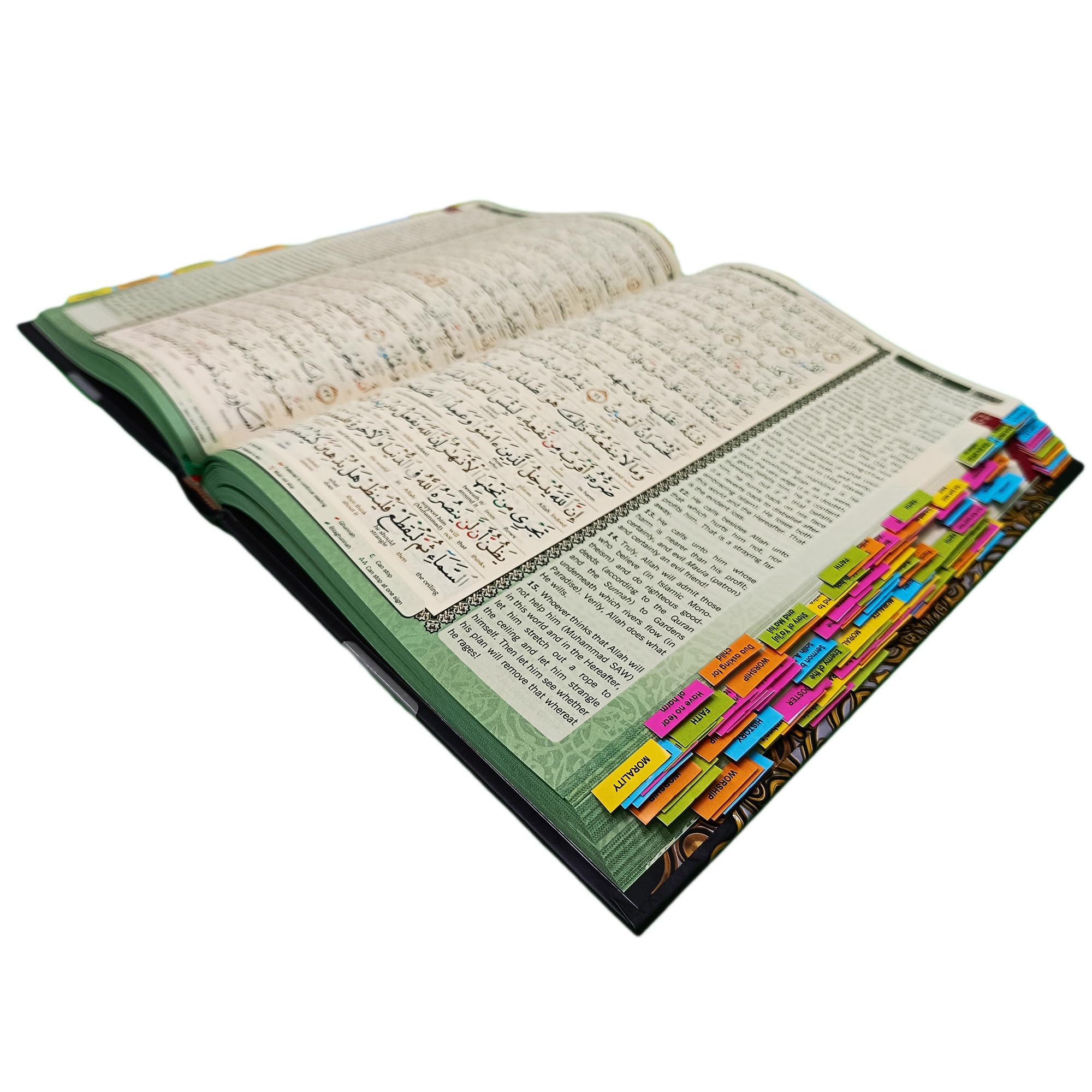 Maqdis Noble A4 LARGE TAGS TAG Quran Koran Book Colour Holy English Arabic Word by Word Translation Meaning FBA (Gold)