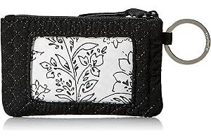 Vera Bradley Women's Microfiber Zip ID Case Wallet, True Black, One Size