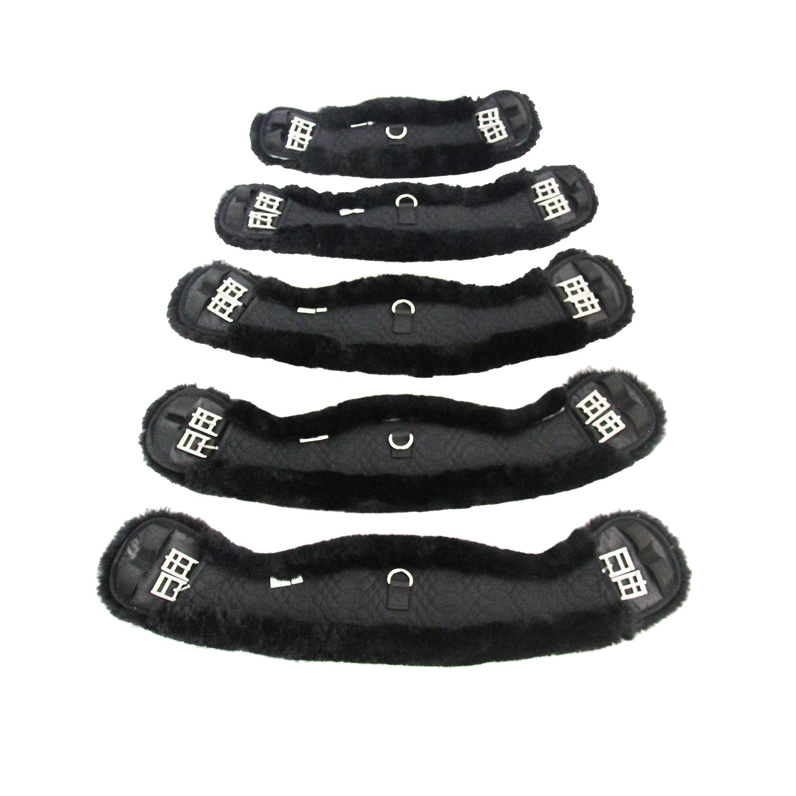 Merauno Sheepskin Saddle Girth Moon Saddle Girth High Dense Wool with Stainless Steel Buckle R10M-85BKBK