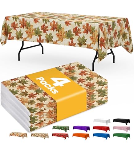 6-Pack Thanksgiving Table Runner Covers - 14x108 Inch Fall Maple Leaf Design Disposable Decor