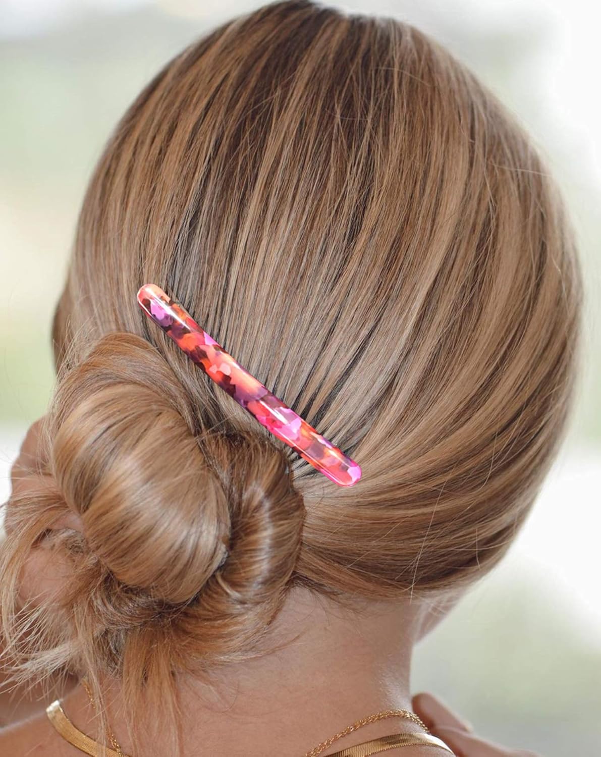 4 Pcs Skinny Hair Barrettes for Women, Colorful Small Barrette Clips for Thin Fine Hair, Celluloid Automatic French Hair Clips for Women Ladies : Beauty