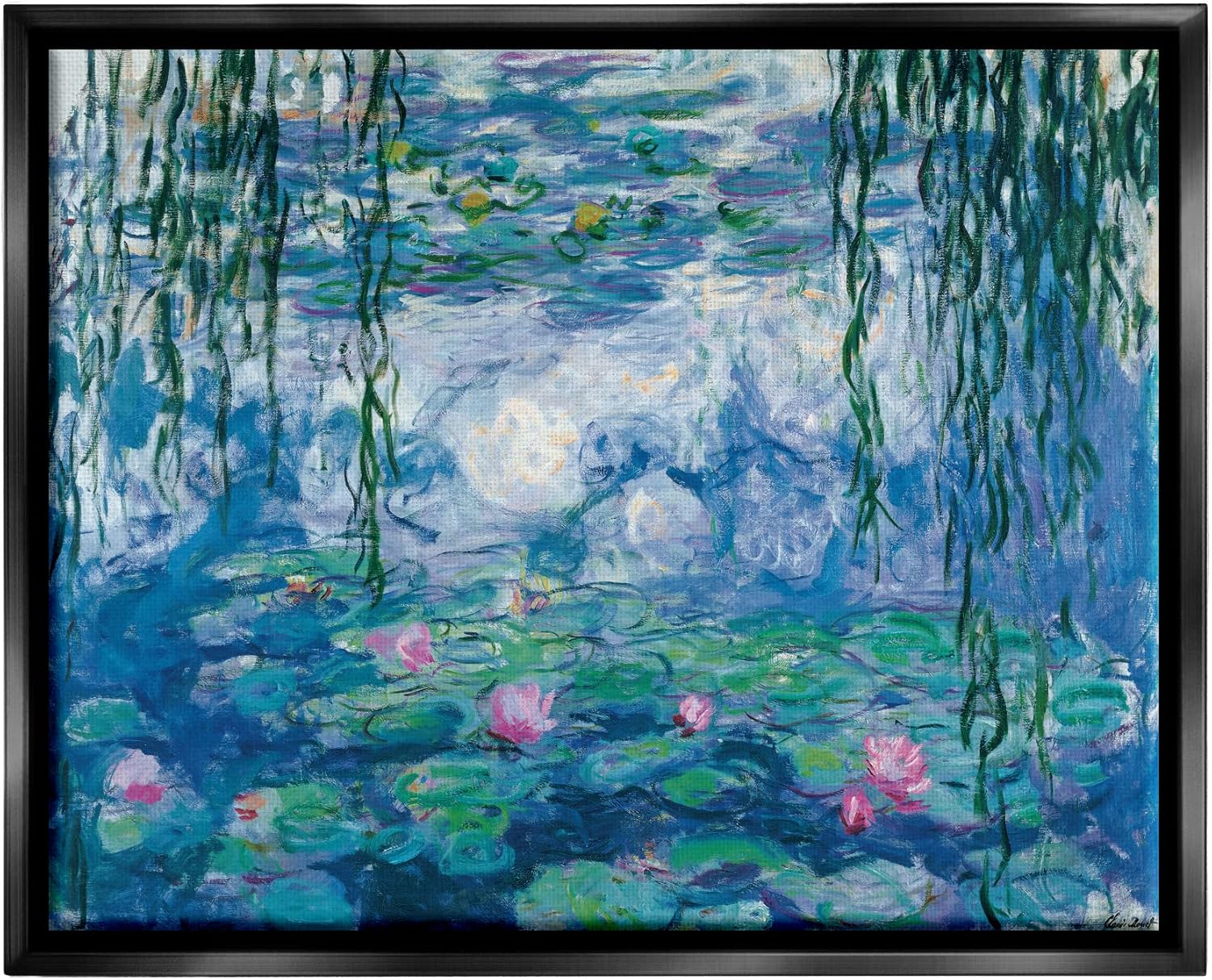 Paintings - Stupell Industries Classic Water Lilies Painting Monet Pond Detail, Floater Frame, Design by Claude Monet