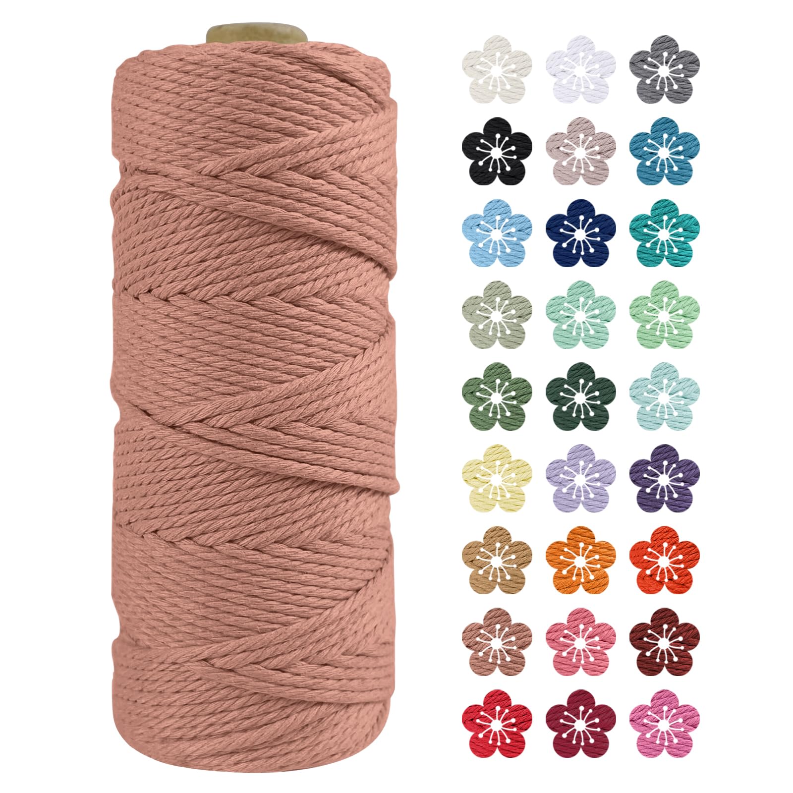 LEREATI Macrame Cord 2mm x 100m, Thick Macrame Rope Natural Cotton Rope Craft String, 3 Strand Twisted Cotton Cord Yarn for DIY Plant Hanger, Wall Hanging, Christmas Decoration (Brick red) — image 1