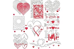 Leriton 14 Pcs Valentine's Day Cutting Dies Love Heart Craft Dies Metal Stencils Reusable Template Embossing for Card Making Scrapbooking Photo Album Paper DIY Crafts Happy Valentine's Day Decoration