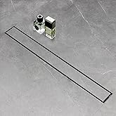 SaniteModar Linear Shower Drain 18 inch Brushed with Tile Insert Panel | AISI 304 Stainless Steel Brushed Linear Dain Rectangle Shower Floor Drain with Hair Strainer and Leveling Feet