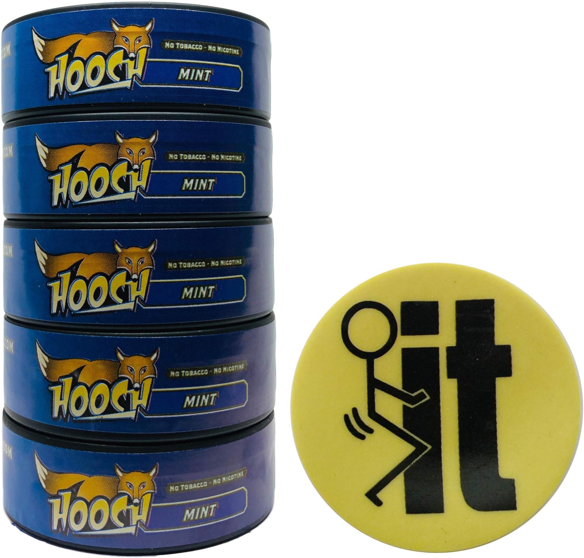 Hooch Herbal Snuff Mint Fine Cut 5 Cans with DC Crafts Nation Skin Can Cover - FIT