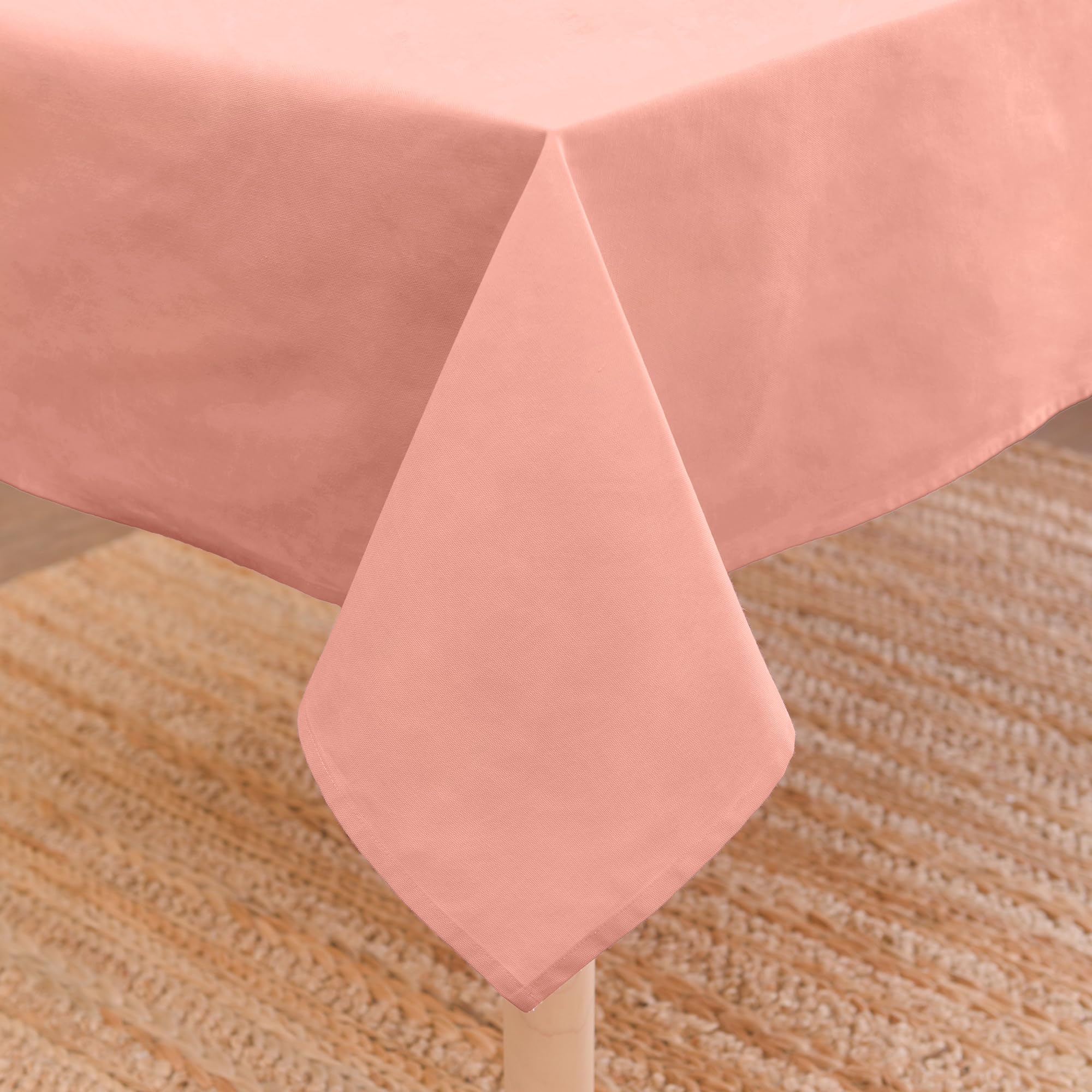 Encasa XO Dining Table Cover | 56x91 in Cotton Canvas Rectangular Tablecloth | Machine Washable, Powder Pink Table Cloth for Indoor & Outdoor Dining, Durable, Easy-Care | Suitable for Any Occasion