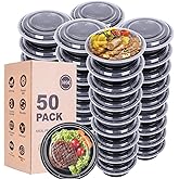 WGCC Meal Prep Containers with Lids - 50Pack 32OZ Meal Bowls, Round To Go Containers, BPA-Free, Freezer & Dishwasher Safe