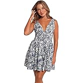Petal & Pup Women's Elara Mini Dress-Navy Daisy