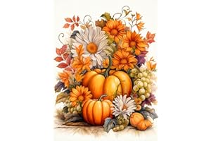 Meothan Pumpkin Diamond Art Kits for Adults-DIY 5D Fall Diamond Painting Kits for Adults Beginners, Full Drill Paint with Diamonds Art Painting Flowers Crafts for Home Wall Art Decor 12x16in