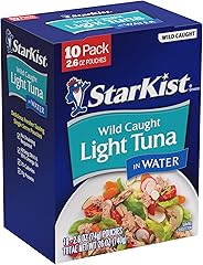 StarKist Chunk Light Tuna in Water, 2.6 oz Pouch (10 Pack) Ready to Eat Wild Caught Tuna, 17g Protein, 70 Calories Per Servin