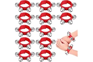 LEIFIDE 12 Pcs Christmas Wristband Shaking Bells Bracelets Musical Instruments Adjustable Rhythm Bells for School Family Adults Christmas Party Favors