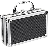 ERINGOGO Aluminum Attache Case - 7inch Lock Metal Briefcase with Ripple Foam, Hard Aluminum Carrying Case for Men, Universal Portable Tool Case for Laptop/Luggage/Instrument, Black