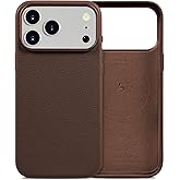 Belemay Handcrafted Premium Tumbled Leather Case for iPhone 17 Pro Max, Compatible with MagSafe, Distinctive Texture, Natural Patina, Camera Control Button, Metal Buttons Phone Cover (6.9"), Brown