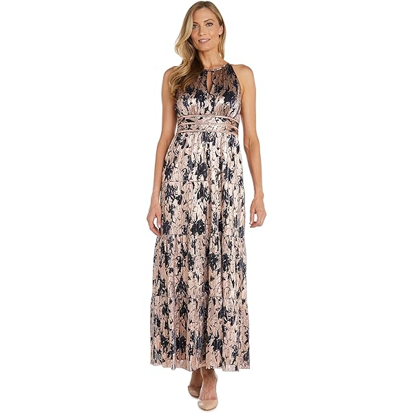 strapless open back dress Metallic Crinkle Pleated Strapless Fit and Flare Dress with Bow Missy / 2 / Gold main image 0