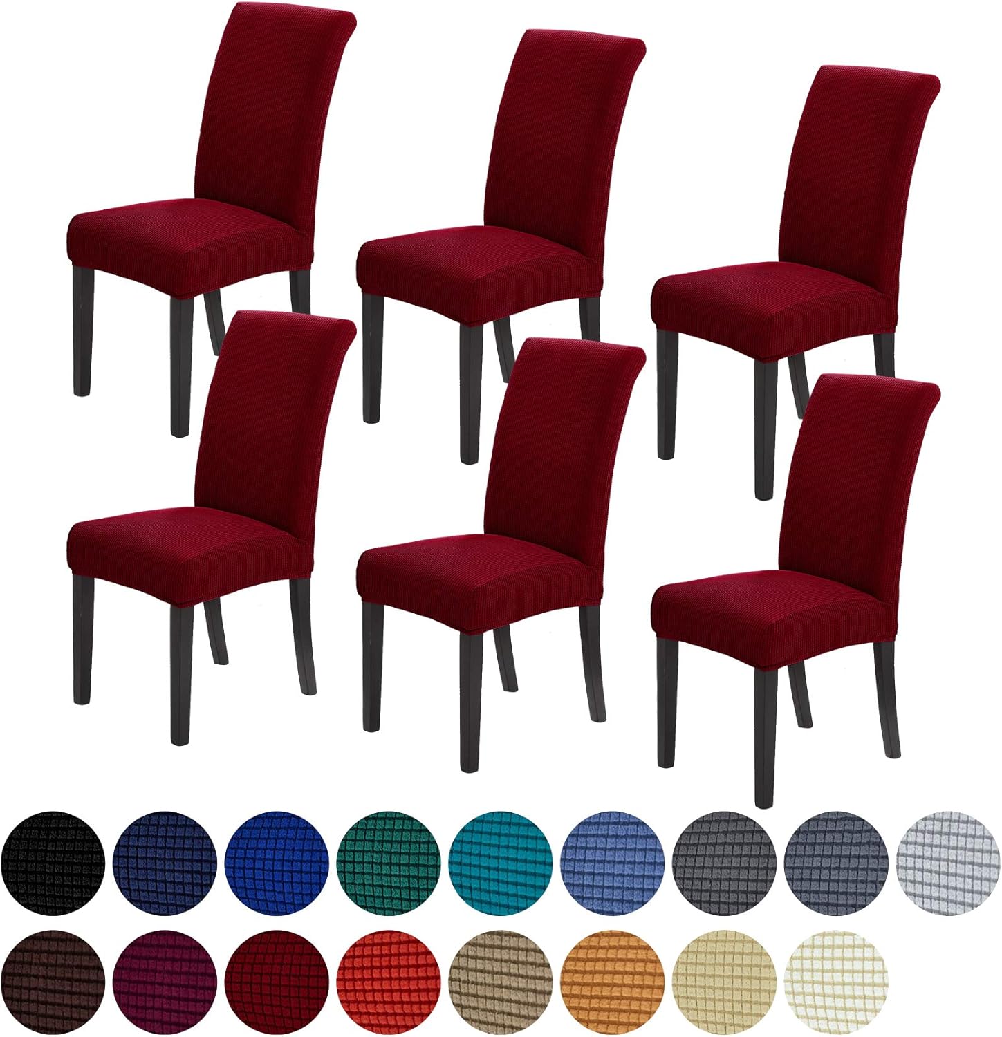 Slipcovers - Howhic Stretch Chair Covers for Dining Room Set of 6, Removable Washable Dining Room Chair Covers, Dining Chair Slipcovers Seat Protector, Great Home Decor and Banquet Upholstery (Red Dahlia, 6 Pack)