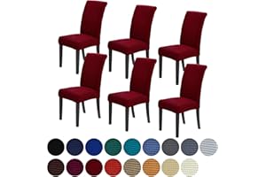 Howhic Stretch Chair Covers for Dining Room Set of 6, Removable Washable Dining Room Chair Covers, Dining Chair Slipcovers Seat Protector, Great Home Decor and Banquet Upholstery (Red Dahlia, 6 Pack)