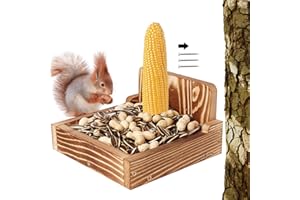 ZONHAJIA Durable Squirrel Feeder Outside, Squirrel Feeders for Outdoors, Chipmunk Feeder for Patio, Lawn, Garden, Squirrel Food for Backyard Squirrels Holds Corn Cobs, Peanut (Light Brown, Small)