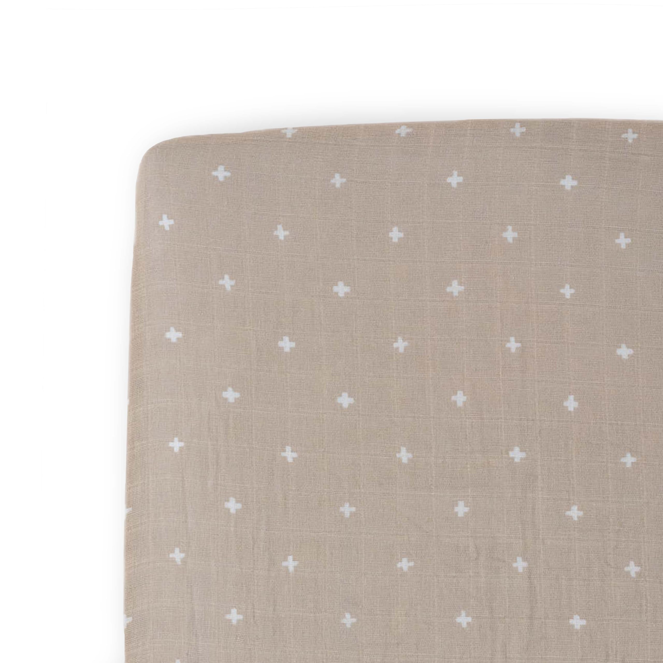 Photo 1 of Little Unicorn Premium Crib Sheet | Breathable & Super-Soft Muslin Fabric (Taupe Cross)