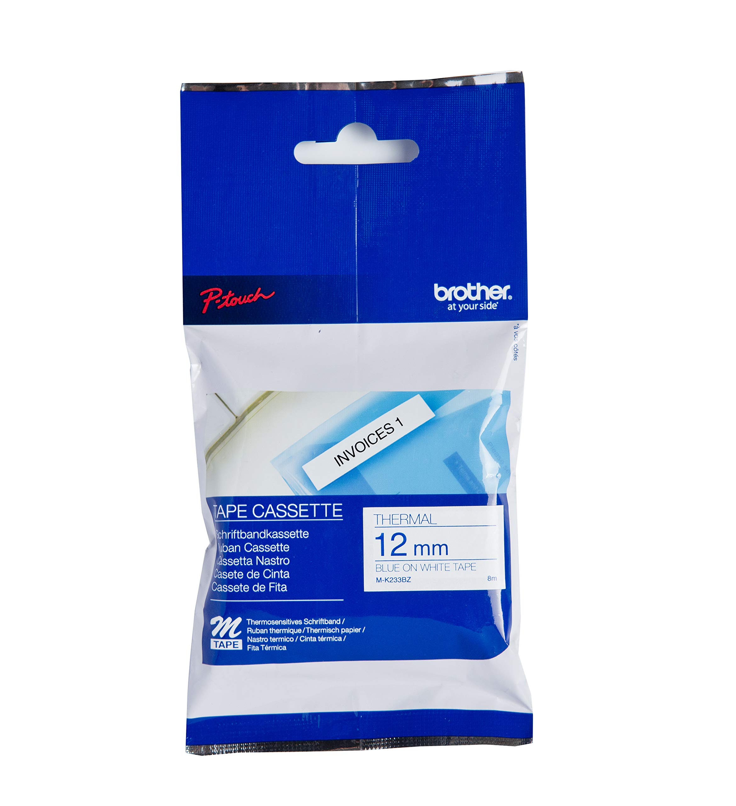 Brother M-K233BZ - Blue on white - Roll (1.2 cm x 8 m) 1 pcs. printer tape - for P-Touch PT-55, PT-55P, PT-65, PT-75, PT-90, PT-BB4