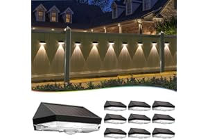 HERZILA Solar Fence Lights Outdoor, 10 Pack Solar Lights Outdoor Waterproof IP65, Warm White 10 RGB Changing Outdoor Fence Lights, Solar Outdoor Lights Decor for Backyard, Fence, Wall, Deck Railing, Stairs