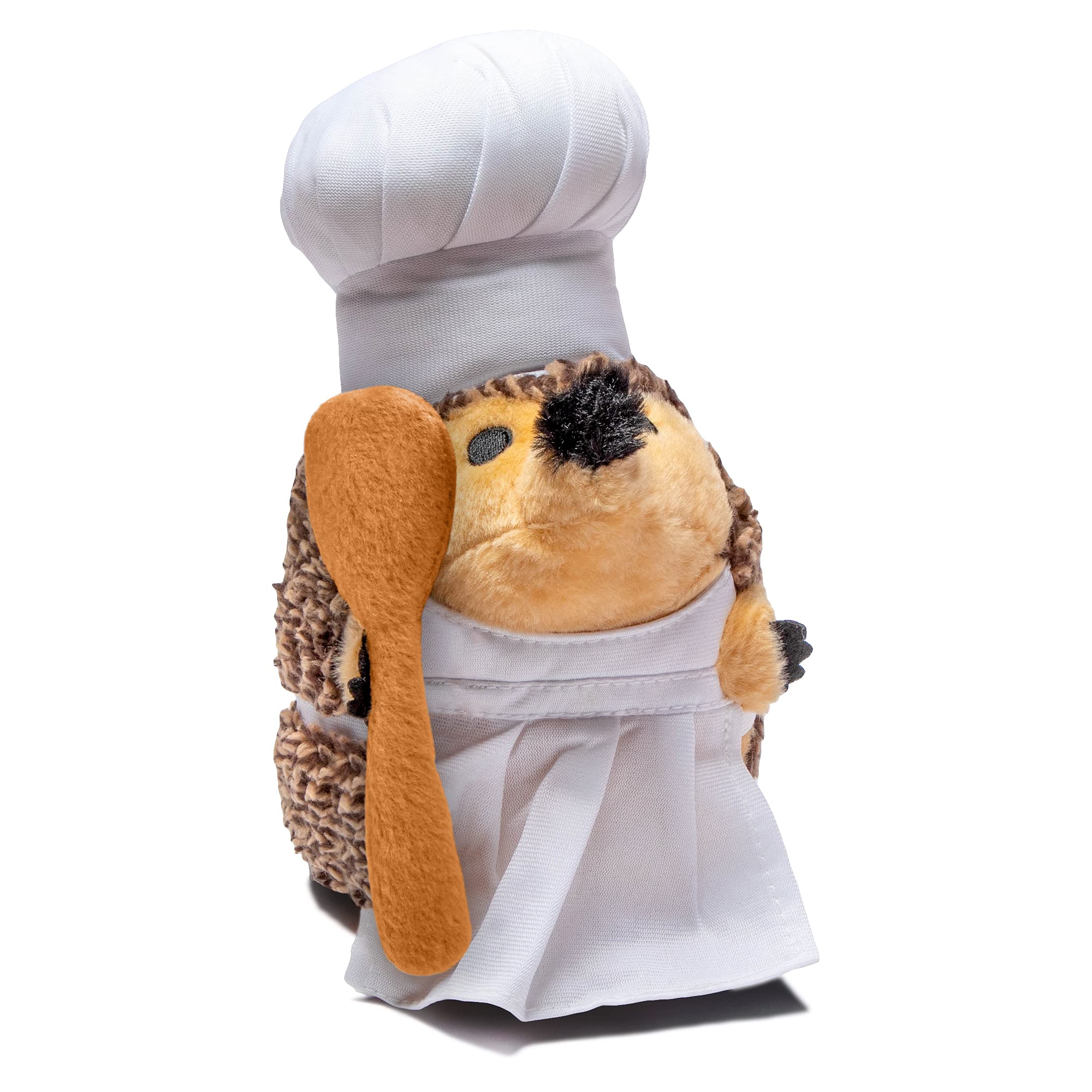 Chef Hedgehog Dog Toys Chewer - Chef Spike - Large Chubby Low-Pitched Grunting Dog Toy Stuffed Plushie - Hedgehog Dog Chew Toy for All Dogs - 9" - Cute Dog Toys by Lily Anne (Single)