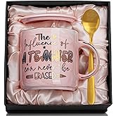 Teacher Appreciation Gifts for Women, Valentine Gift, Birthday, Retirement, Back to School, Graduation, End of Year Gifts - The Influence of A Teacher Can Never Be Erased, 14oz Gold Pattern Marble Mug