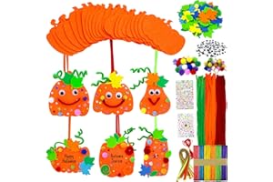 PSEUTIO GP Life, 30 Sets Fall Crafts Pumpkin Decoration, DIY Fall Pumpkin Foam Decoration Include Pipe Cleaners, Pom Poms, Colorful Popsicle Sticks, Gem Stickers, Wiggle Eyes Etc, GP-9
