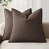 Foindtower Pack of 2, Decorative Linen Soild Throw
