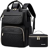 Romenrita Lunch Backpack For Women, 15.6 Inch Laptop Backpack with Lunchbox | Travel Computer Backpack for Women, Backpack Cooler Teacher Nurse Insulated Backpack Bookbag with Lunchbox for Work College