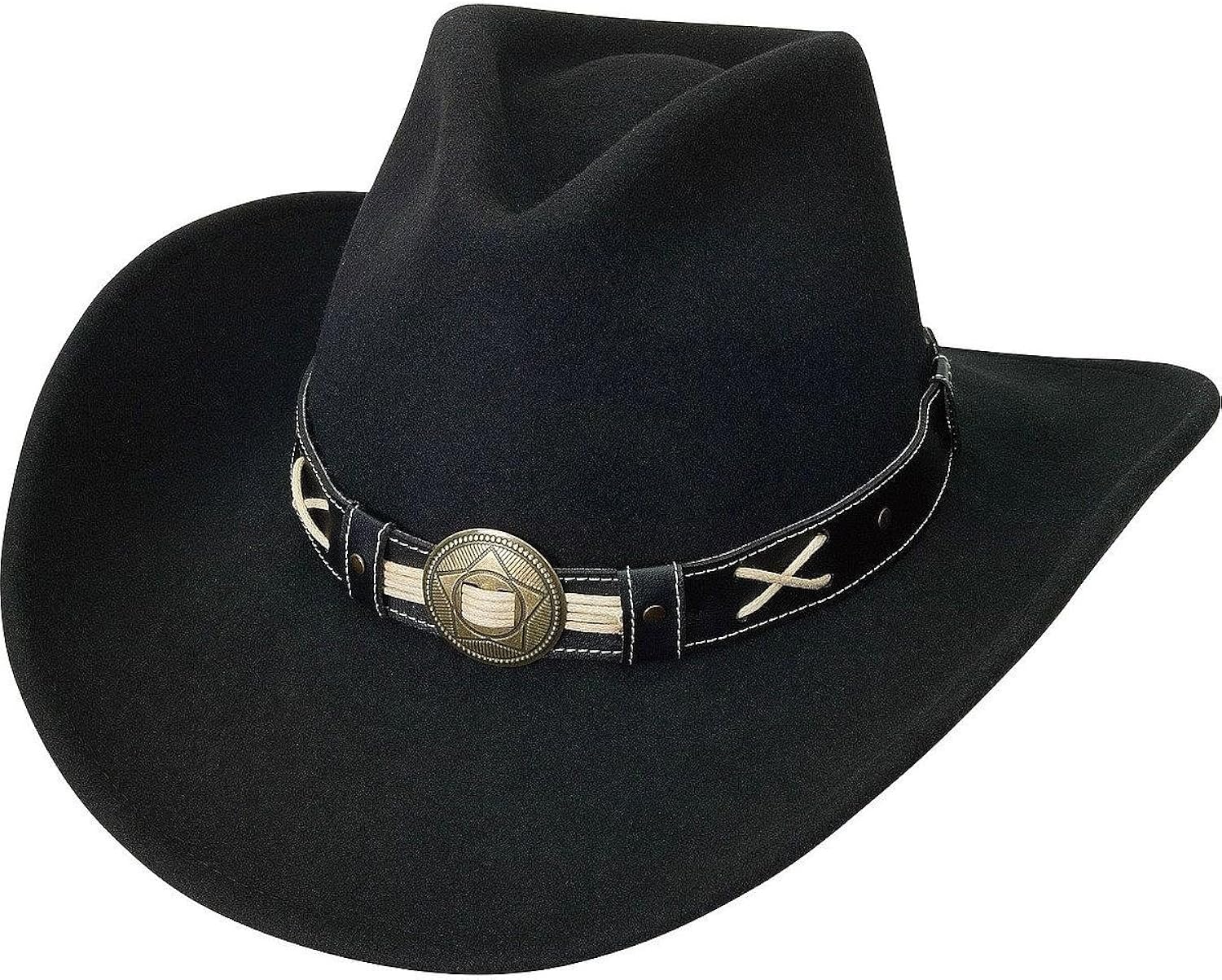 Silverado Men's Tycoon Crushable Wool Felt Cowboy Hat Black Small at