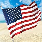 American Flag 2.5X4 FT Pole Sleeve Banner Style Embroidered Stars, Sewn Stripes, Heavy Duty Durable Polyester USA US Flag Outdoor Indoor Flags (Pole NOT Included)