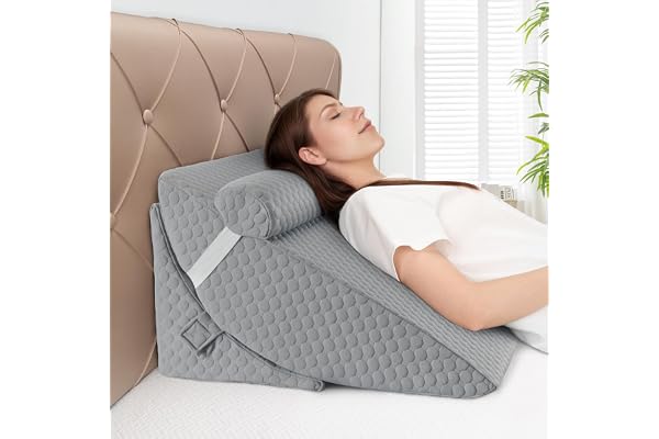 Bed Wedge Pillow for Sleeping, Adjustable 7 &12 Inch Foam Wedge Pillow for Post Surgery, Elevated Triangle Pillow for Acid Re