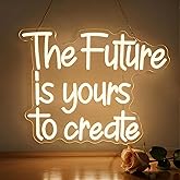 The Future Is Yours to Create Neon Sign Inspirational LED Wall Light for Bedroom, Office, Classroom, Dorm, Creative Space Decor Motivational Quote Neon Sign USB Powered with Dimmer