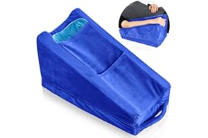 Buryeah Arm Elevation Pillow with 2 Pockets, Soft Ergonomic Support Pillow for Elbow Rest Wedge Broken Arm Gifts with High Density Foam for Recovery Sleeping(Blue)