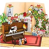 HEARTAGS- Pop Up Christmas Card Cats, 3D Cat Christmas Card Pop Up, 6x8 in Popup Holiday Gretting Cards For Husband, Wife, Kids, Mom, Dad, Son, Daughter, Parents, Adults With Envelope and Message Note
