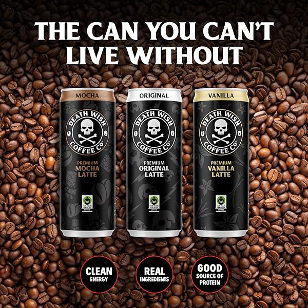 DEATH WISH COFFEE, ICED COFFEE COLD BREW, 8G PROTEIN, FAIR TRADE (VANILLA LATTE)