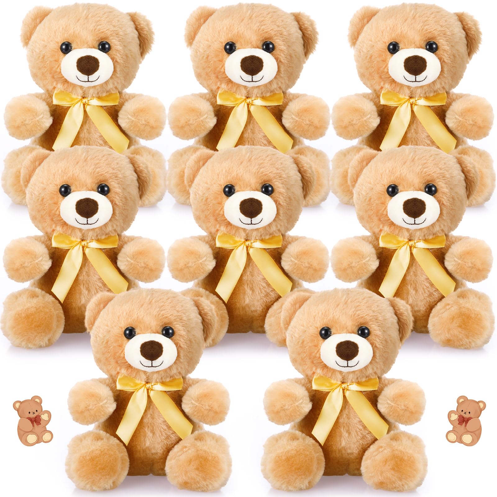 Photo 1 of HyDren 8 Pieces 8 Inch Bears Bulk Stuffed Animals Bulk Soft Plush Bears Doll with Bow Tie for Boy Girl Baby Shower Birthday Graduation Decoration Party Gift