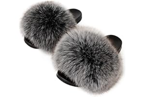 YIJIARAN Women Summer Casual Fluffy Slippers Flat Non-Slip Furry Slides Fashion Large Size Shoes Outside Beach Sandals (6, Fr