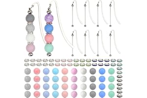 HOMAR 88pcs DIY Beadable Metal Bookmarks Craft Kit with 8 Bookmarks 80 Beads Bookmark Making Kit for Adults Kids Teachers Stu