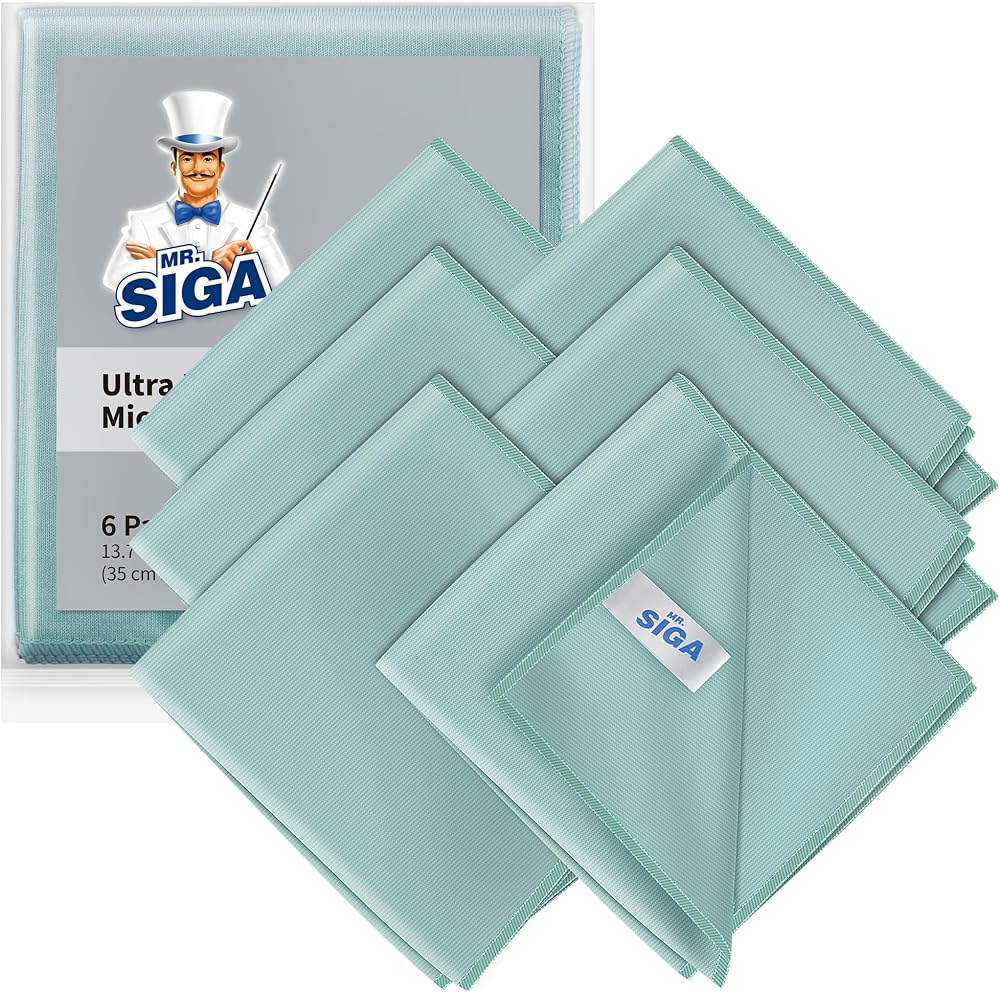 MR.SIGA Ultra Fine Microfiber Cloths Glass 6 Pack 35 x 40 cm 13.7 x 15.7