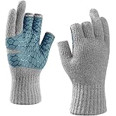 Riverruns Wool Fishing Gloves, 3-Cut Fingerless Winter Warm Gloves Men Women for Ice Fishing, Photography, Hunting & Hiking