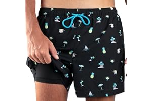 Kanu Surf Mens 5” Adventure Men’s Swim Trunks – UPF 50+ Quick-Dry Bathing Suit Shorts with Pockets & Compression Liner